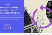 Screengrab of article header, with image showing cycle between incarceration and homelessness, via Scalawag Magazine