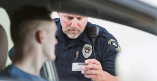 Police officer making a traffic stop