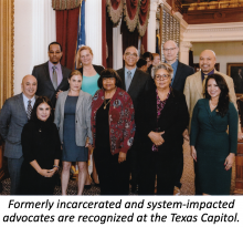 TCJE team and other advocates pose with lawmakers at the Capitol